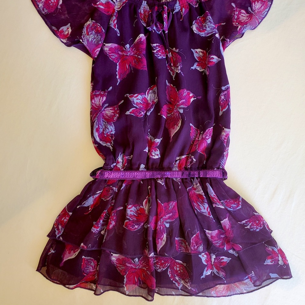 Girls Purple Drop Waist Dress